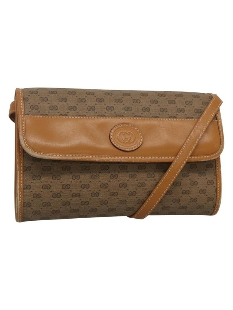 Authentic Gucci Micro Gg Supreme Shoulder Bag Pvc Beige Gold 004 89 1041